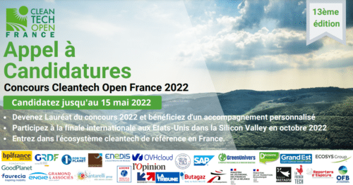 Concours Cleantech Open France 2022. Vous pouvez condidater jusqu’au 15 mai !