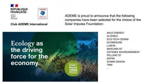 Ecology as a driving force for the economy! ADEME and Solar Impulse Foundation